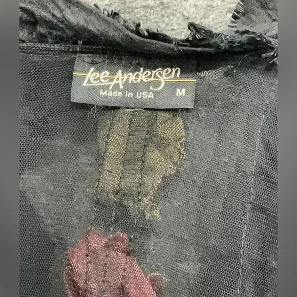 Lee Anderson Art To Wear Silk Cardigan Patchwork Embroidered Ruffled Jacket M - Picture 3 of 4